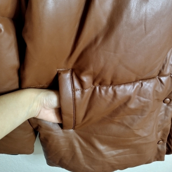 Avec les Filles faux leather puffer button down jacket sz 1X - Picture 6 of 11